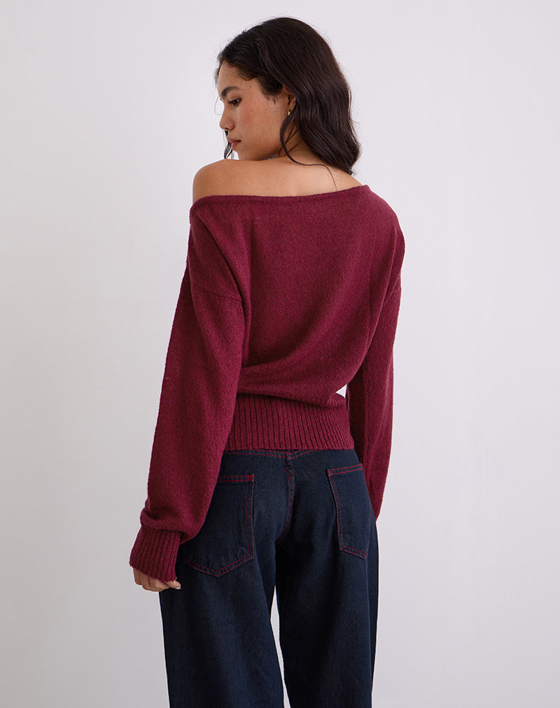 Image of Suena Asymmetric Jumper in Wine