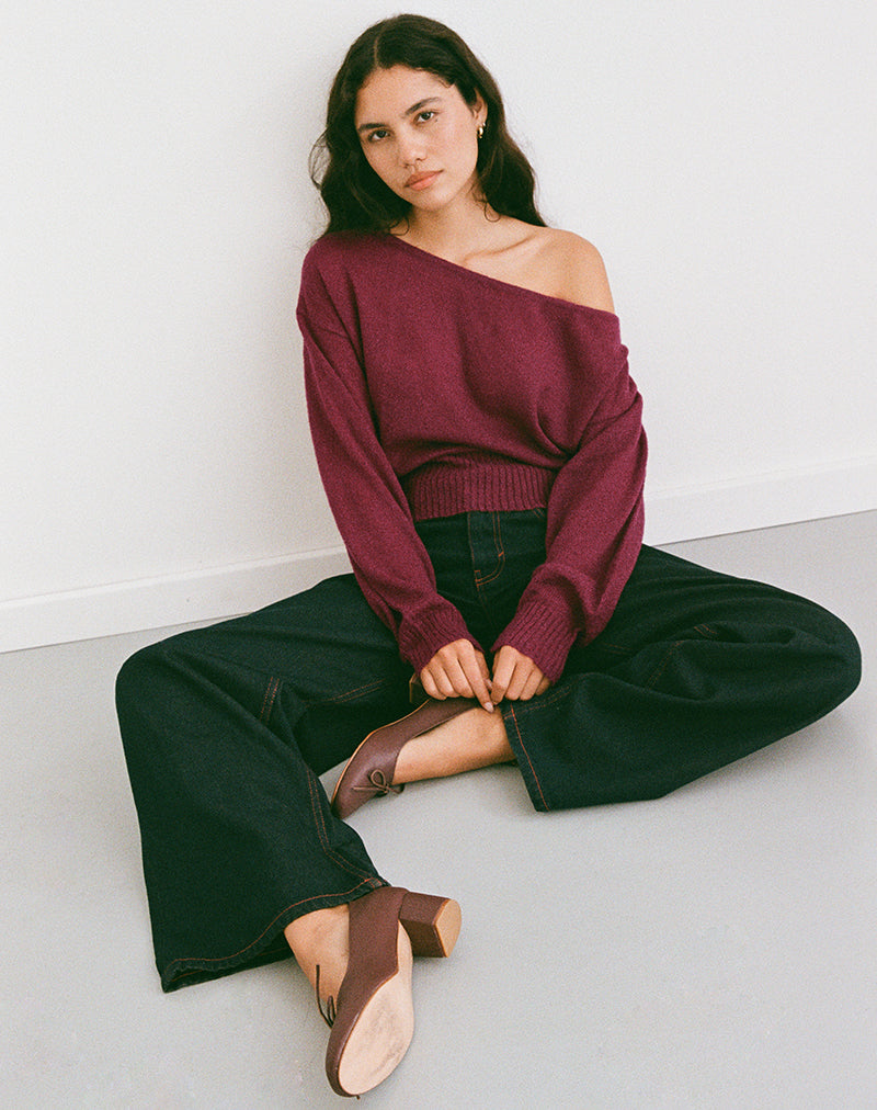 Image of Suena Asymmetric Jumper in Wine