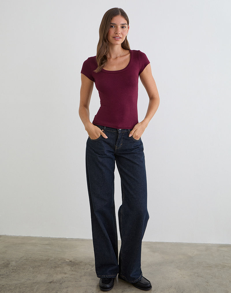 Wine Red Thick Rib Tee Sumala Motelrocks wine-red-thick-rib-tee-sumala-motelrocks