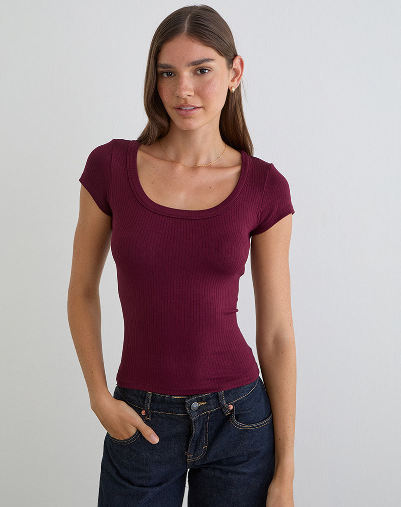 Image of Sumala Tee in Thick Rib Wine