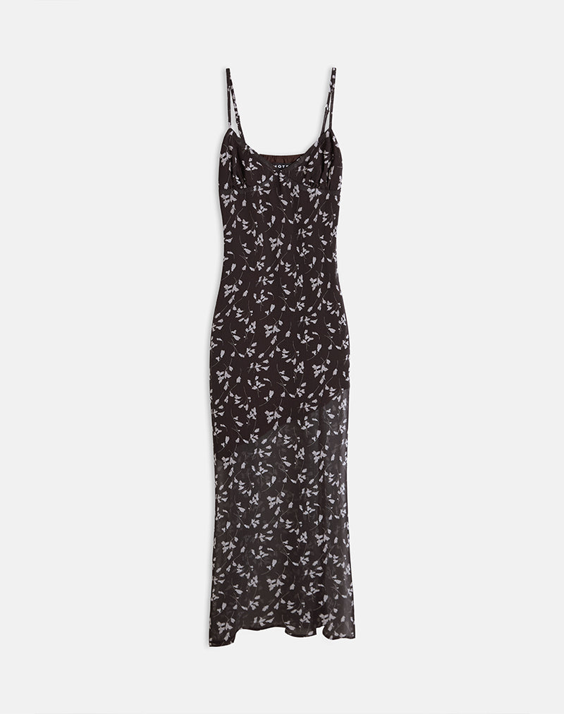 Image of Sunita Maxi Dress in Flower Chiffon Brown
