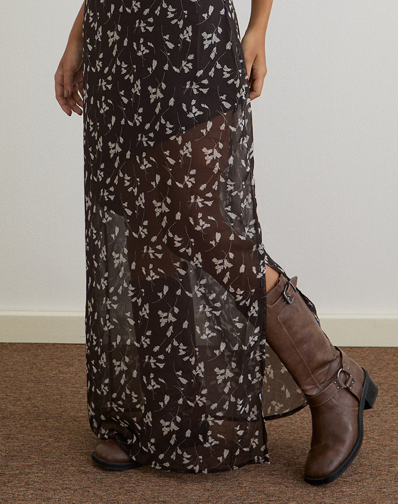 Image of Sunita Maxi Dress in Flower Chiffon Brown