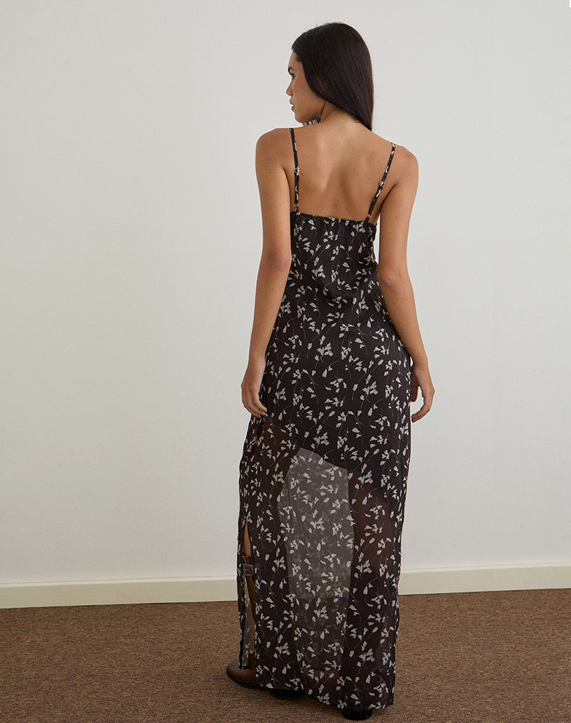 Image of Sunita Maxi Dress in Flower Chiffon Brown