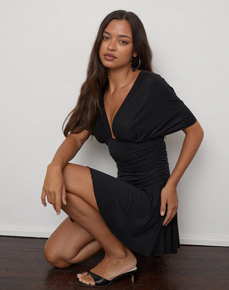 Image of Sunmi Mini Dress in Cupro Black