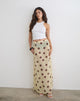 Image of Surina Maxi Skirt in Yellow with Irregular Polka Brown