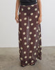 Image of Surina Maxi Skirt in Brown with Irregular Polka Yellow