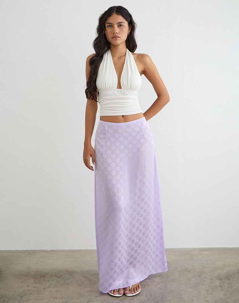 Image of Surina Maxi Skirt in Chiffon Lilac Polka Dot