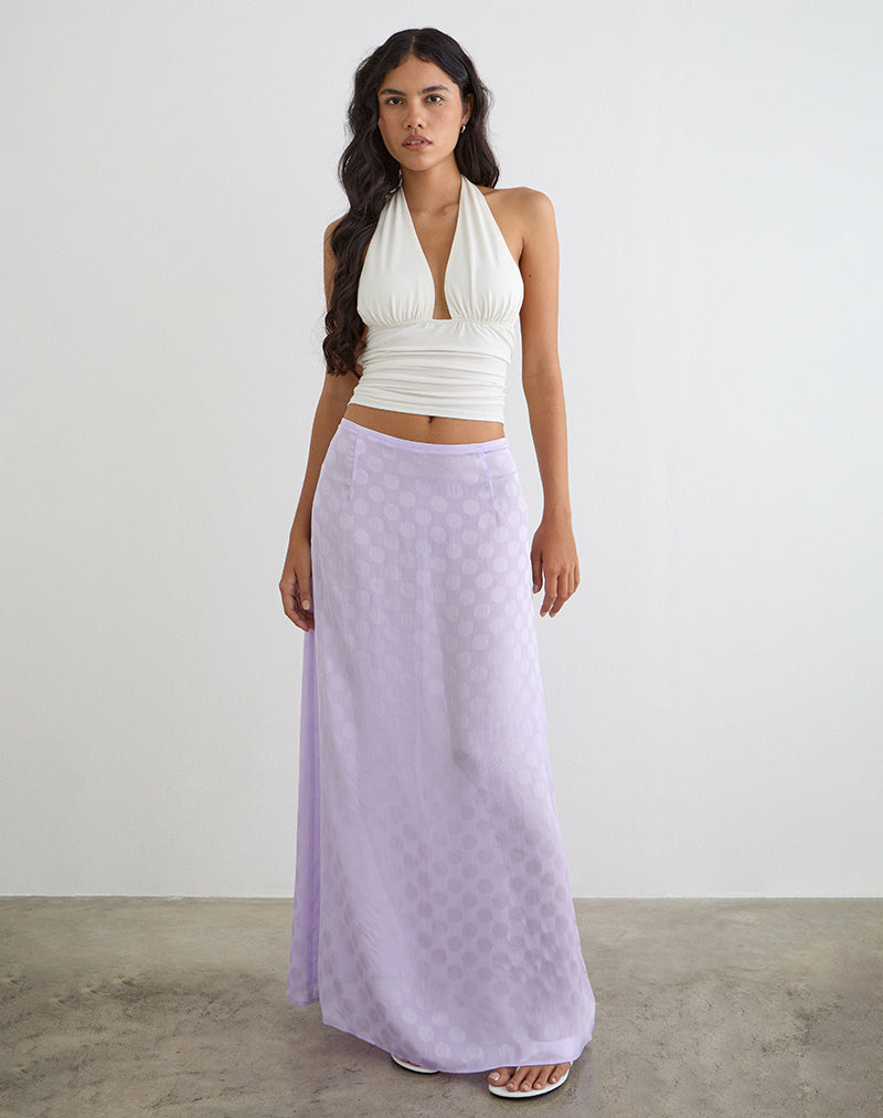 Image of Surina Maxi Skirt in Chiffon Lilac Polka Dot