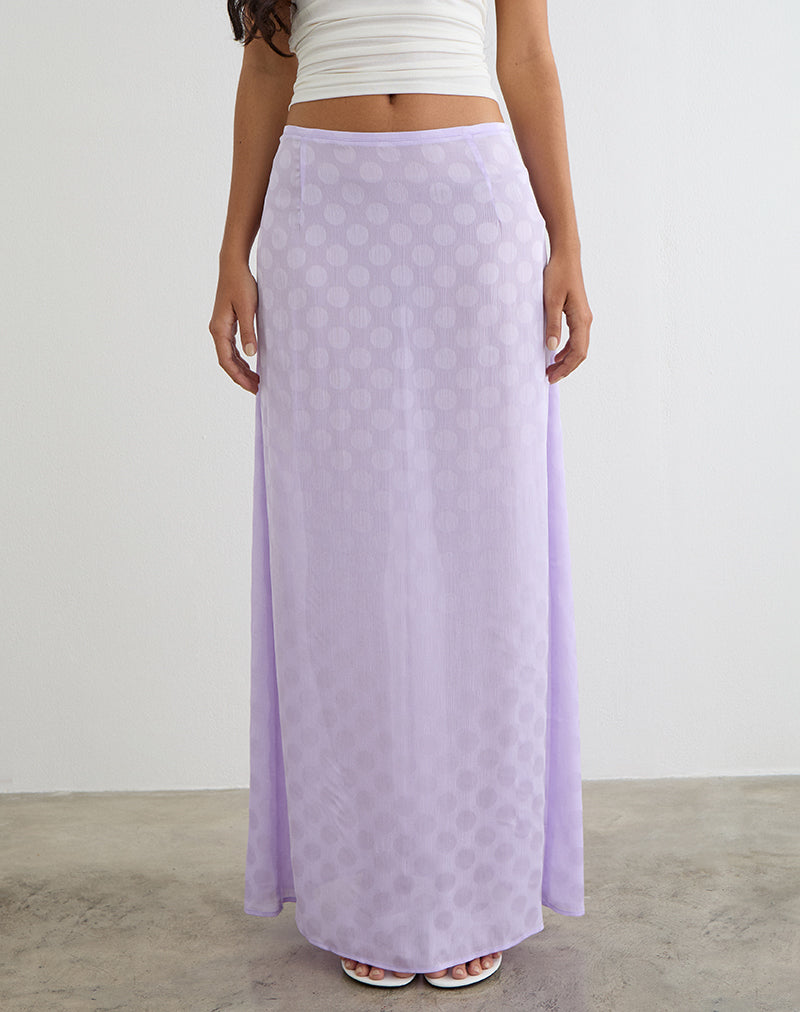 Image of Surina Maxi Skirt in Chiffon Lilac Polka Dot