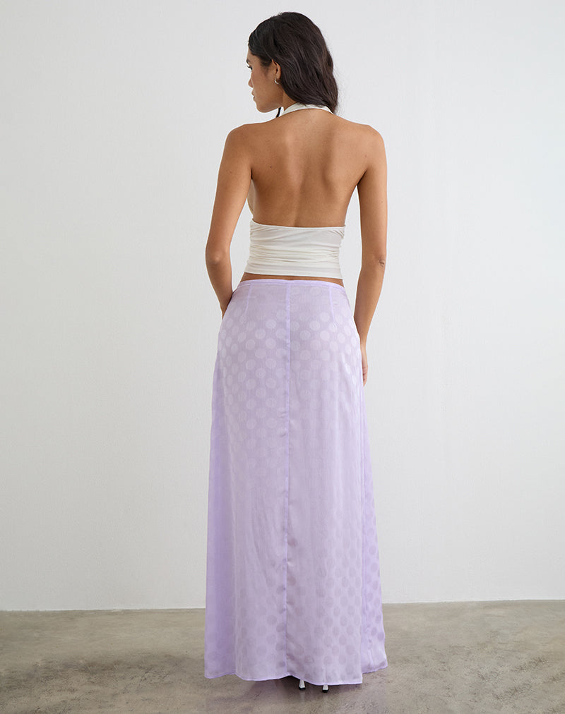 Image of Surina Maxi Skirt in Chiffon Lilac Polka Dot