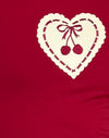 Adrenaline Red with Embroidered Cherry Heart