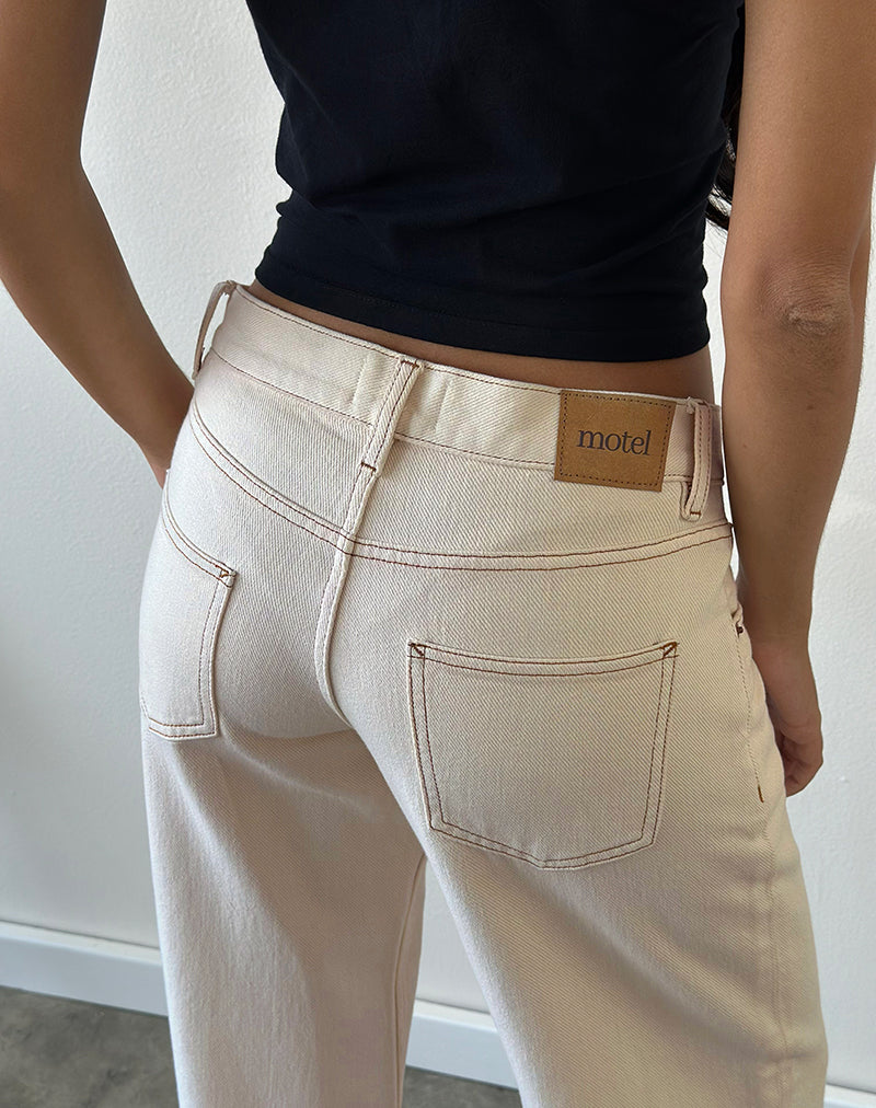 Image of Low Rise Parallel Jeans in Off White
