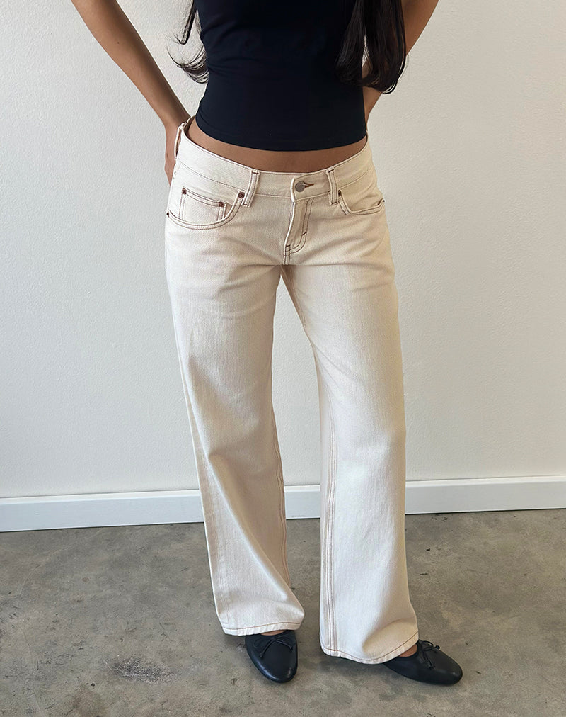 Image of Low Rise Parallel Jeans in Off White