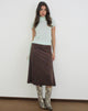 Image of Suzu Midi Skirt in Faux Suede Dark Brown