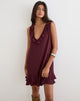 Image of Swade Plunge Mini Dress in Crinkle Plum
