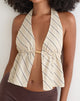 Image of Syrma Backless Halterneck Top in Tilt Lines Beige