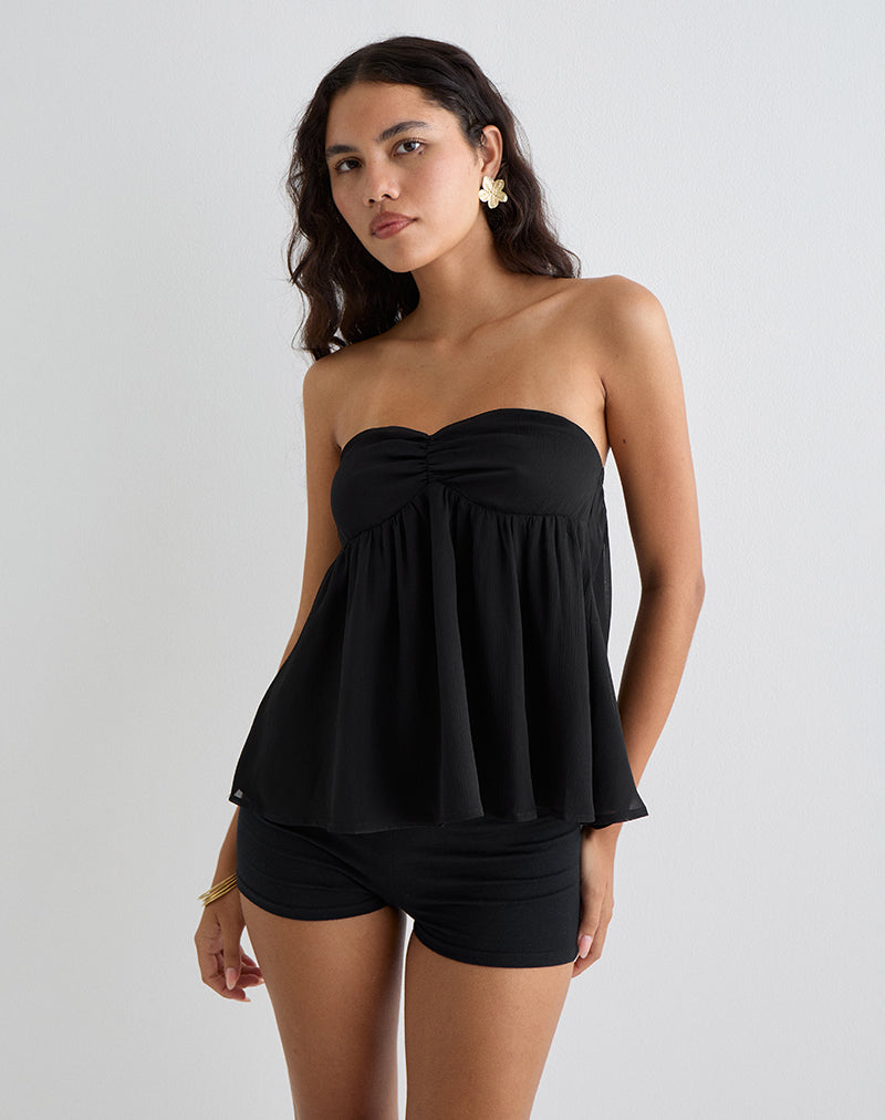 Image of Setsuko Bandeau Longline Top in Black