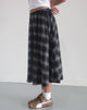 Image of Taka Midi Skirt in Blue and Brown Check