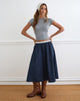 Image of Takira Midi Skirt in Dark Navy with Lace Trim