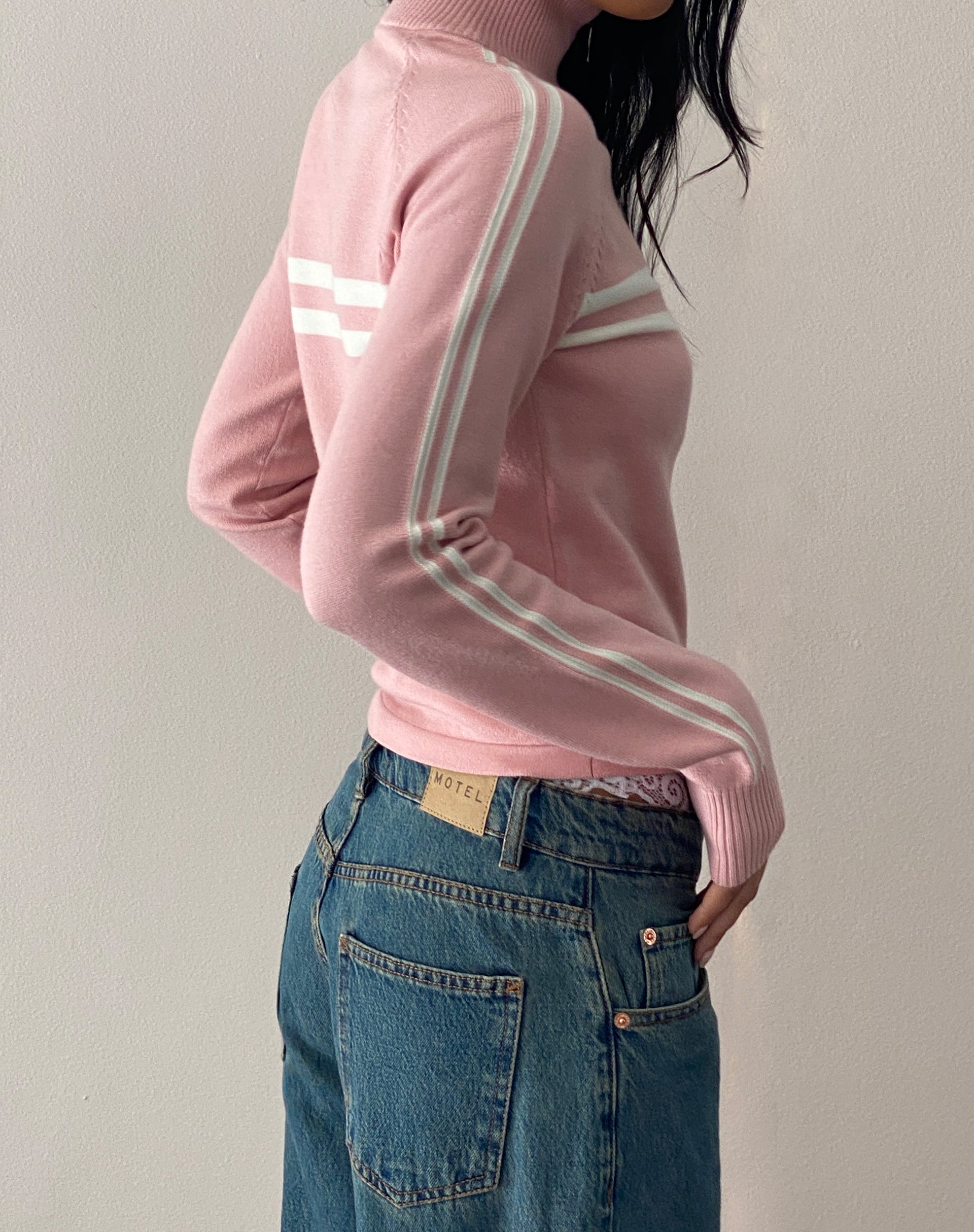 Talisa Sporty Zip Through Jacket in Knit Pink