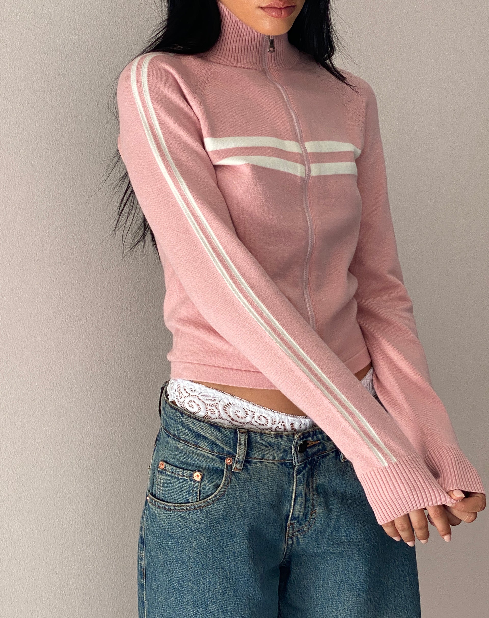 Pink Zip Through Jacket Talisa motelrocks