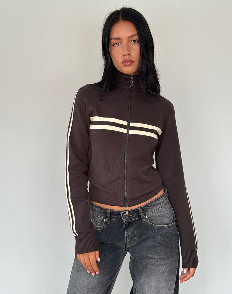 Talisa Sporty Zip Through Jacket in Brown