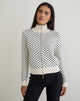 Image of Talisa Zip Through Knit Jacket in Tiny Polka Ivory