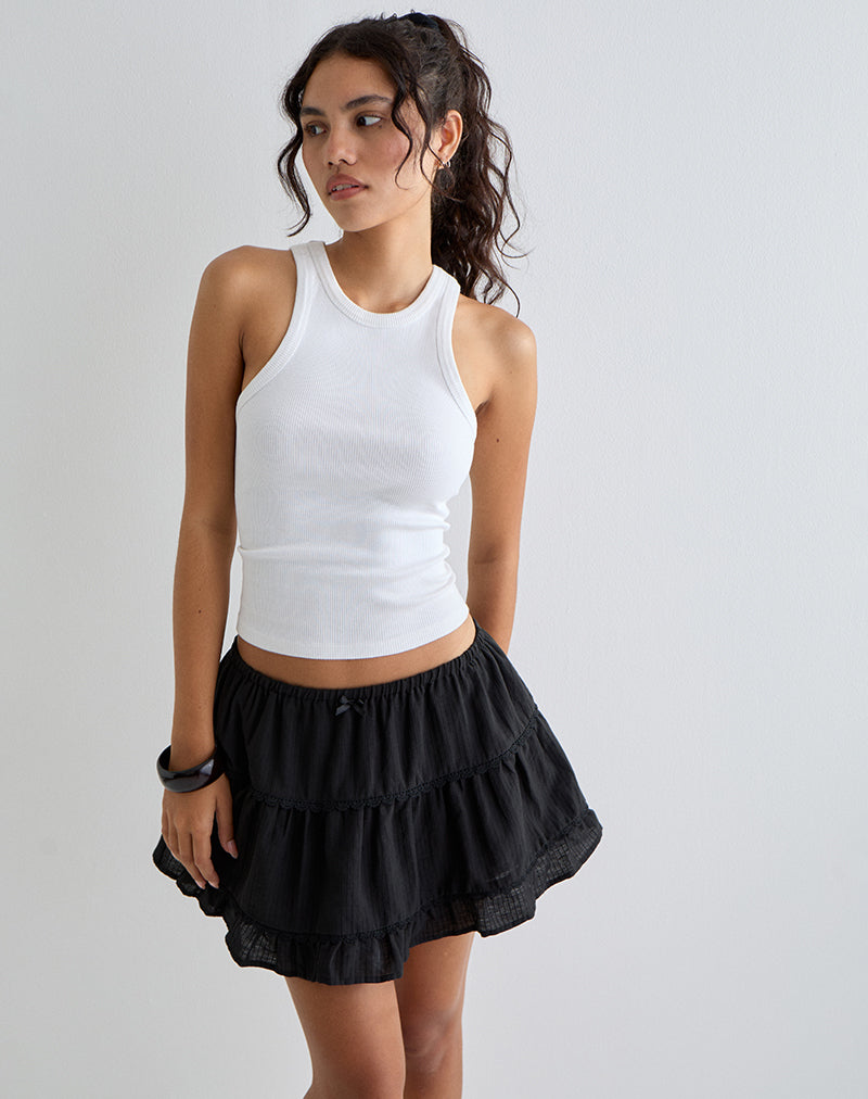 Image of Talvi Tiered Frill Mini Skirt in Black
