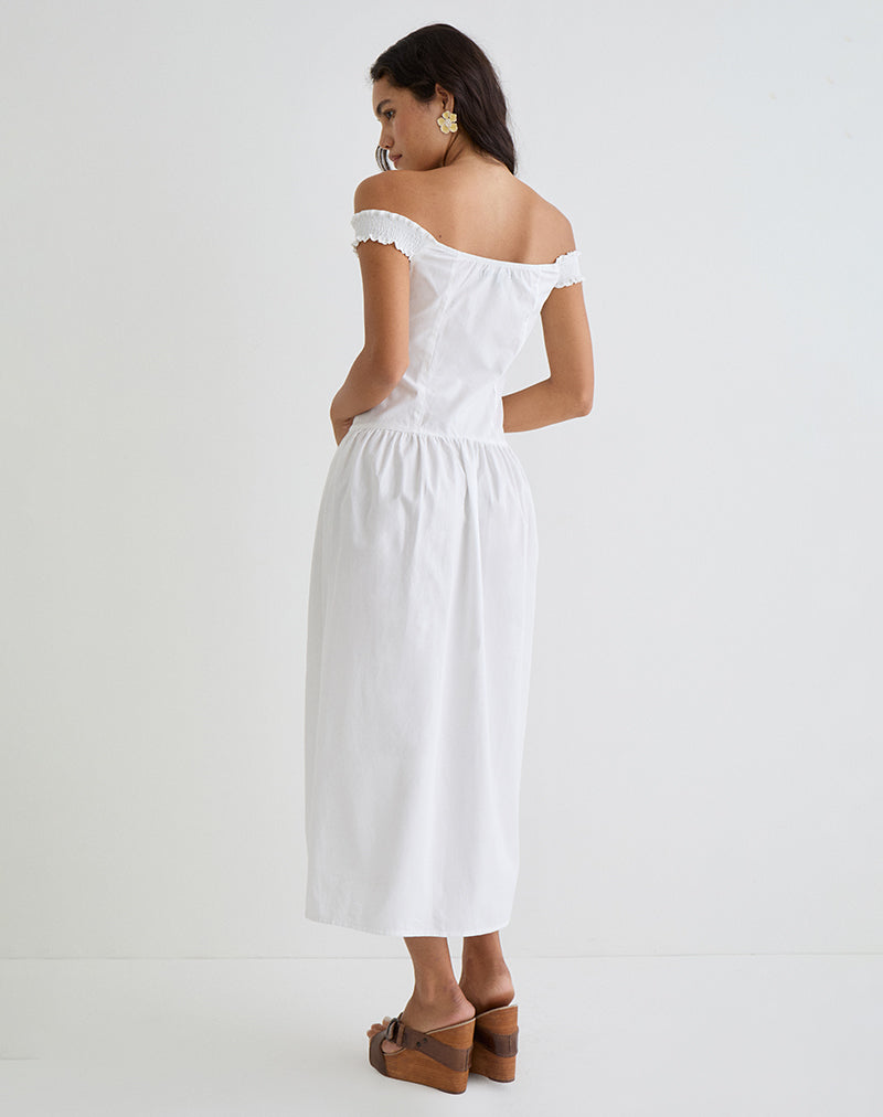 Image of Tamashi Off the Shoulder Maxi Dress in White