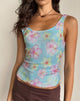 Image of Tampa Top in Sequin Blooming Flower Blue