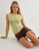 Image of Tanjiro Off Shoulder Top in Mesh Green