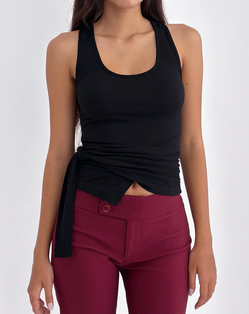 Image of Tanzy Tie Top in Jersey Black