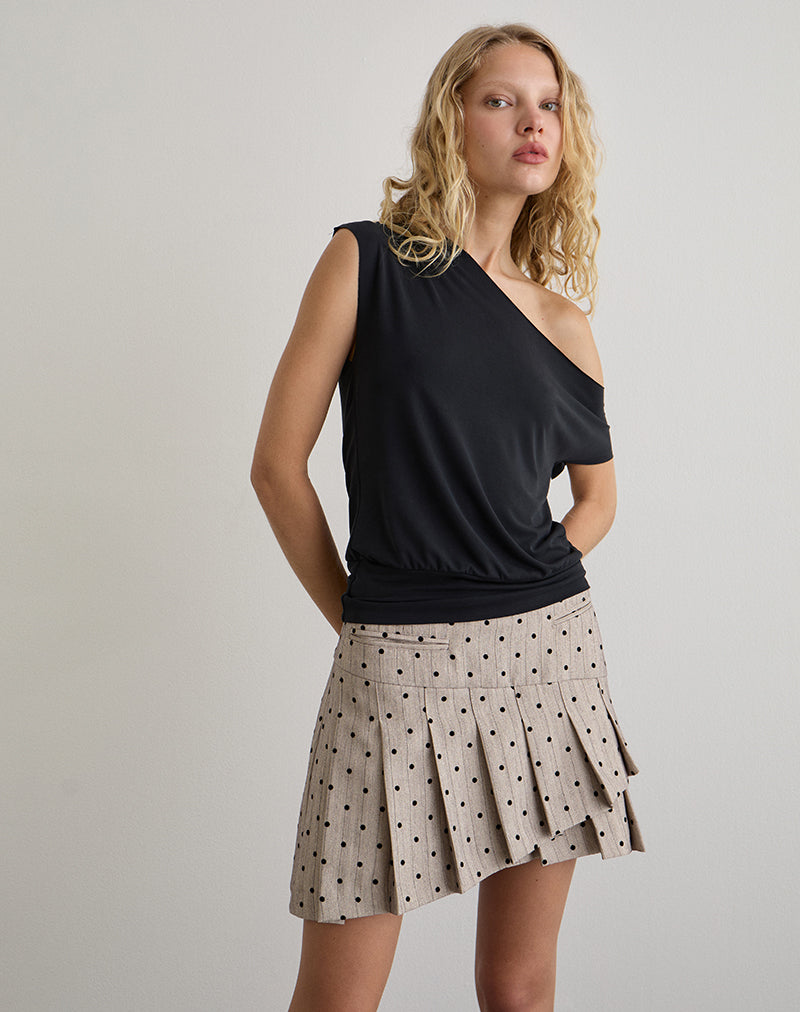 Image of Tarja Mini Skirt in Beige with Polka Pinstripe