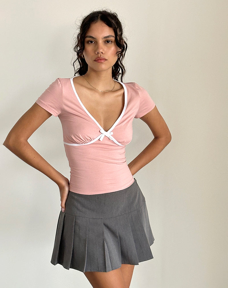 Image of Tasina Top in Pink Lady with White Binding