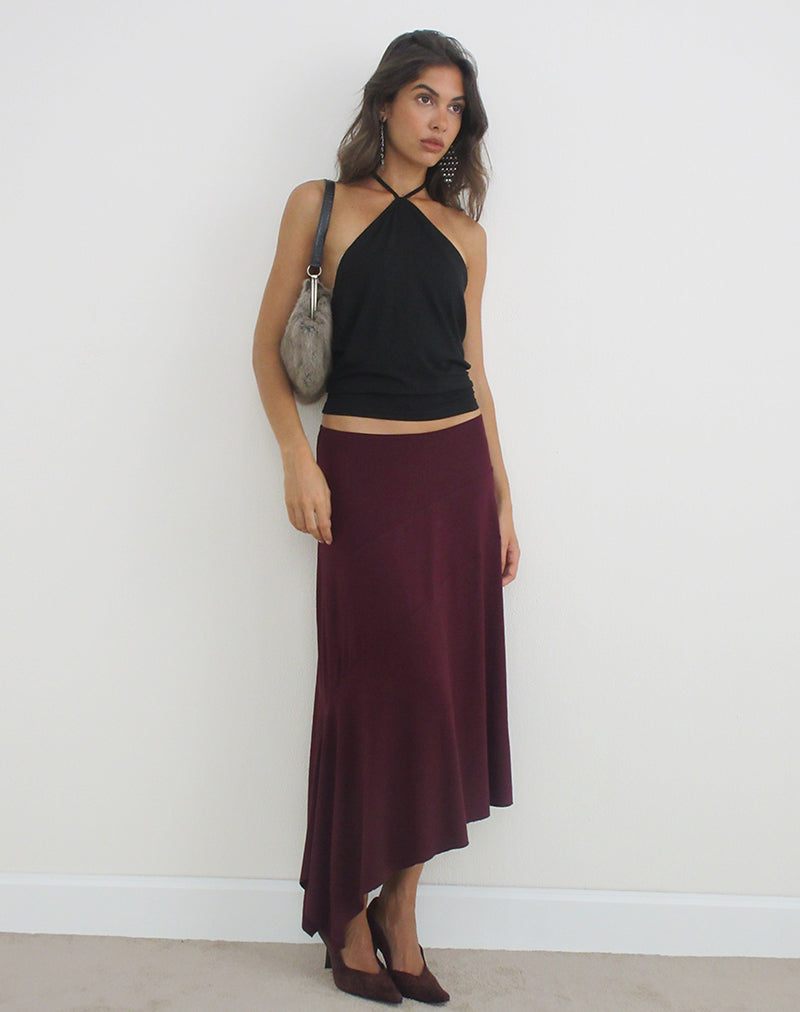Image of Temisi Midi Skirt in Jersey Dark Plum