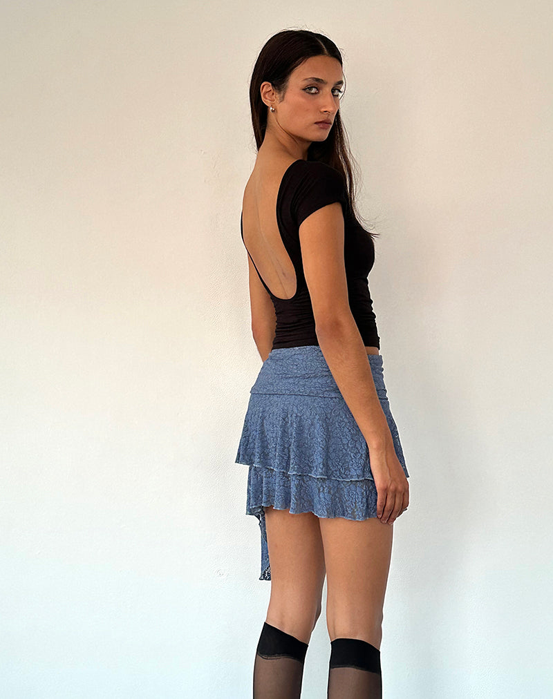 Image of Theri Frill Mini Skirt in Moonlight Blue