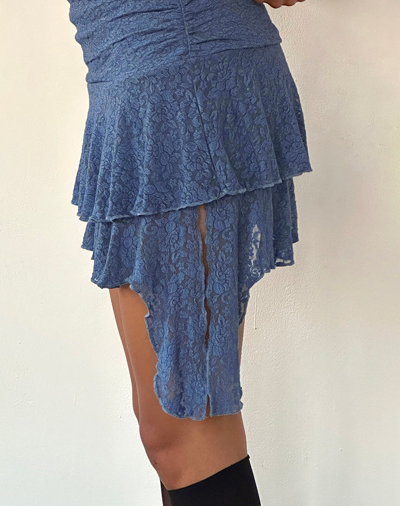 Image of Theri Frill Mini Skirt in Moonlight Blue