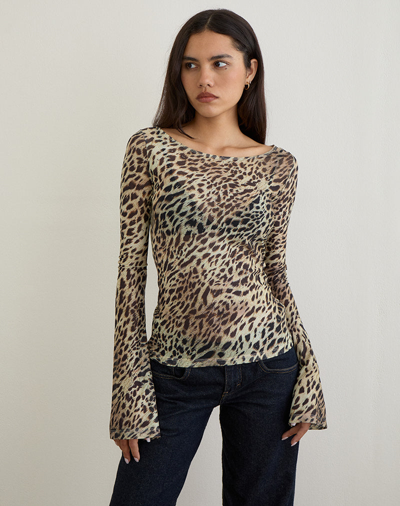 Image of Tineko Long Sleeve Top in Leopard Dance Brown
