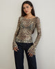Image of Tineko Long Sleeve Top in Leopard Dance Brown