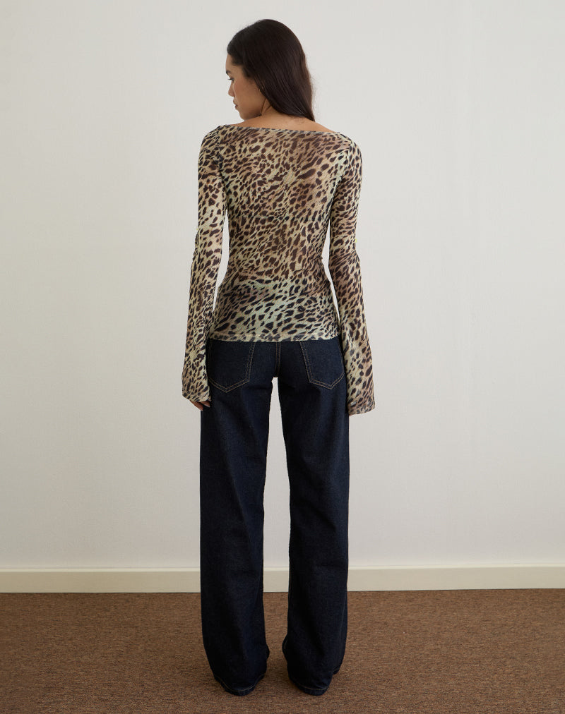 Image of Tineko Long Sleeve Top in Leopard Dance Brown