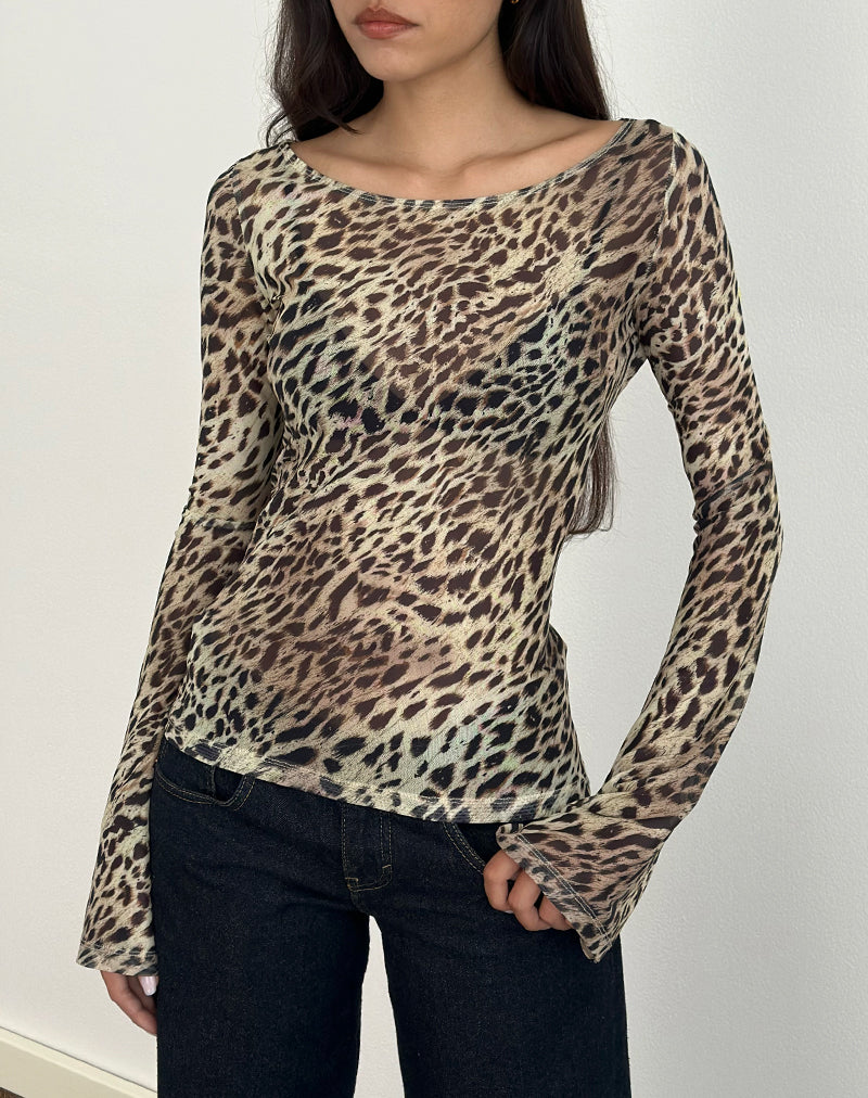 Image of Tineko Long Sleeve Top in Leopard Dance Brown