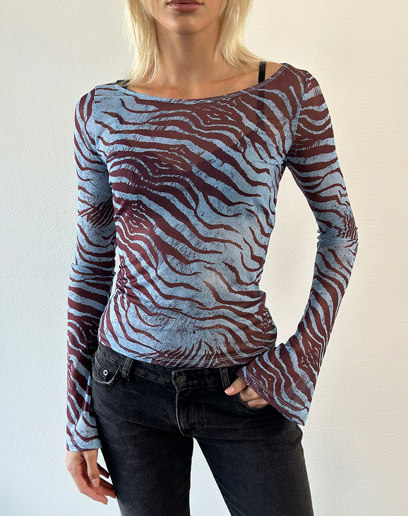 Image of Tineko Long Sleeve Top in Wild Animal Blue