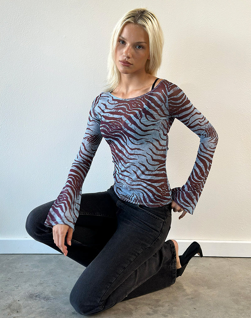 Image of Tineko Long Sleeve Top in Wild Animal Blue