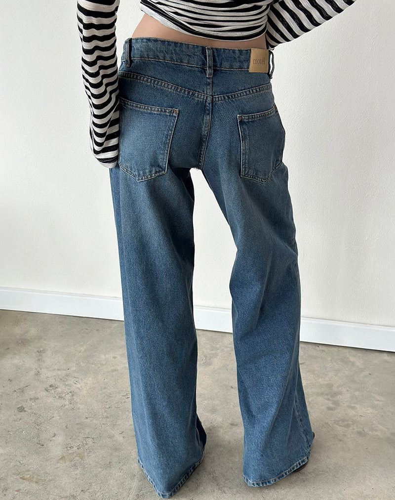 Image of Roomy Extra Wide Low Rise Jeans in Bright Blue