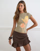 Image of Rimona Mini Skirt in Knit Brown with Frill Hem