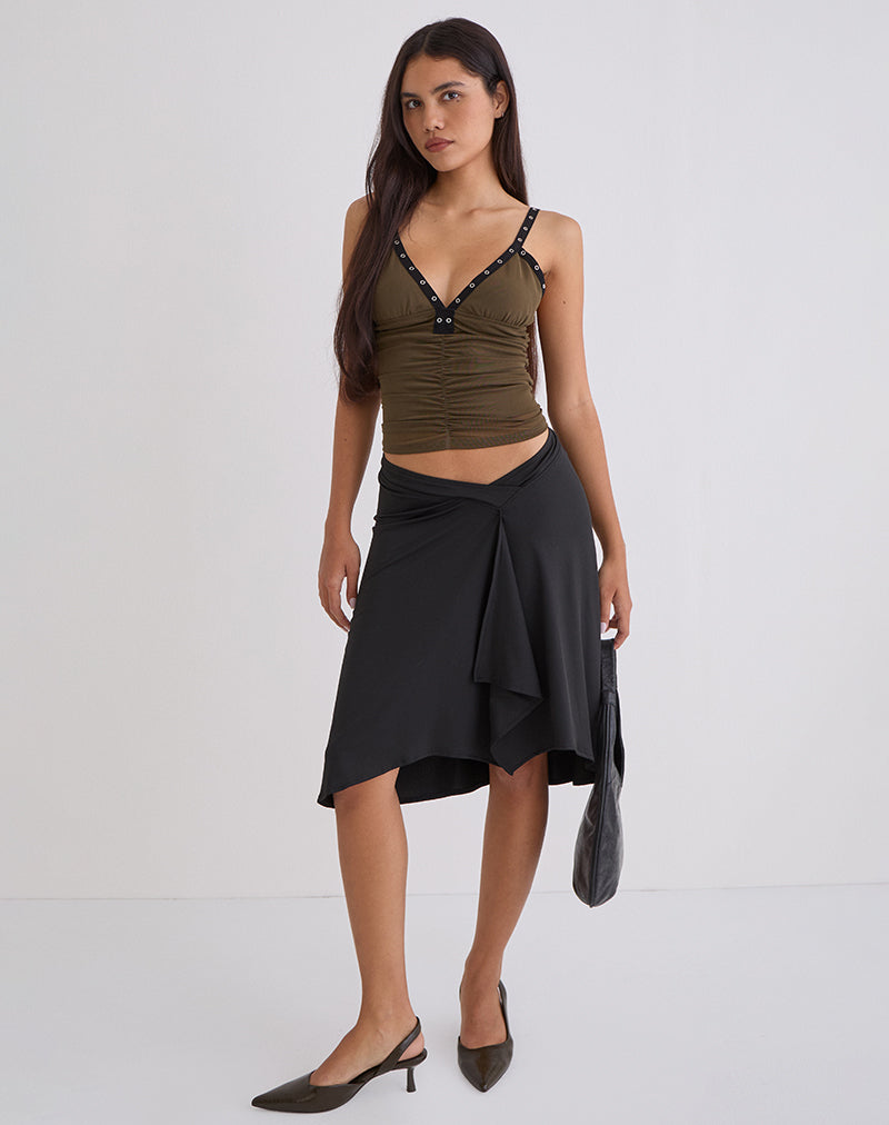 Tolani Cami Top in Heavy Mesh Khaki