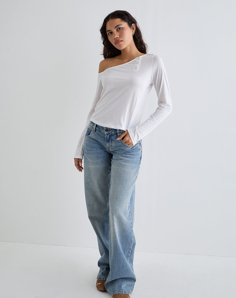 Image of Tole Asymmetric Button Up Top in Tissue Jersey Ivory