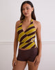 Image of Tomiju Cross Over Top in Retro Stripe Yellow