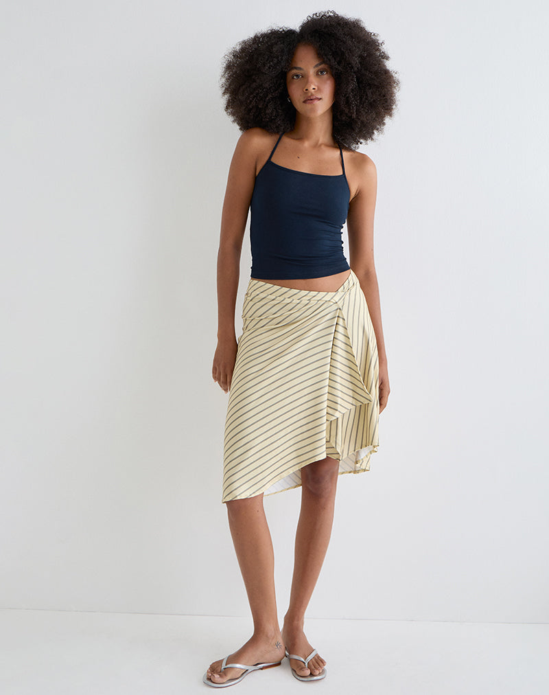 Image of Tomoe Halter Neck Top in Rayon Jersey Navy