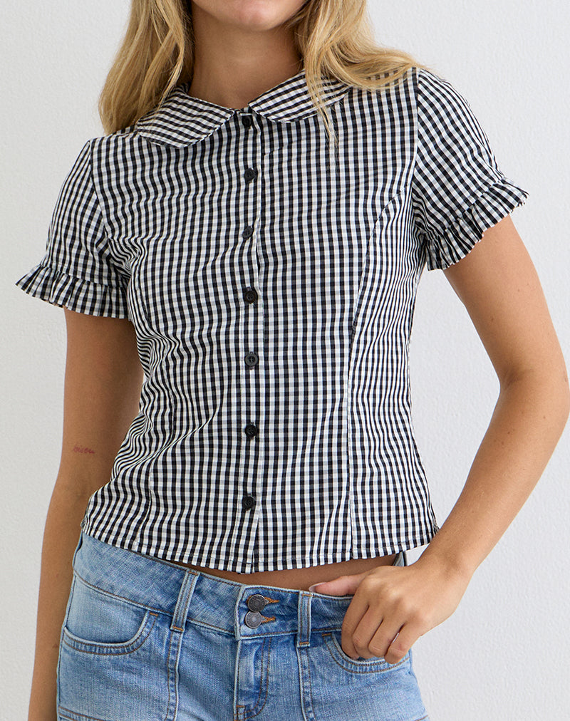 Image of Topaz Blouse in Mini Gingham Grey